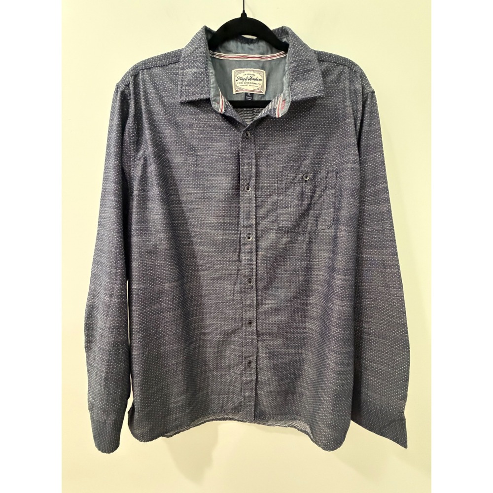 Flag & Anthem Mens XL Blue Micro Dot Long Sleeve Button Down Shirt SP21WS134